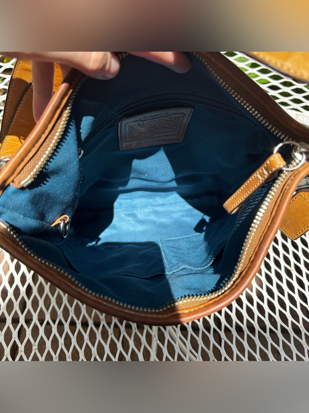 Y2K Coach Teal Monogramed Shoulder Bag - Picture 6 of 8
